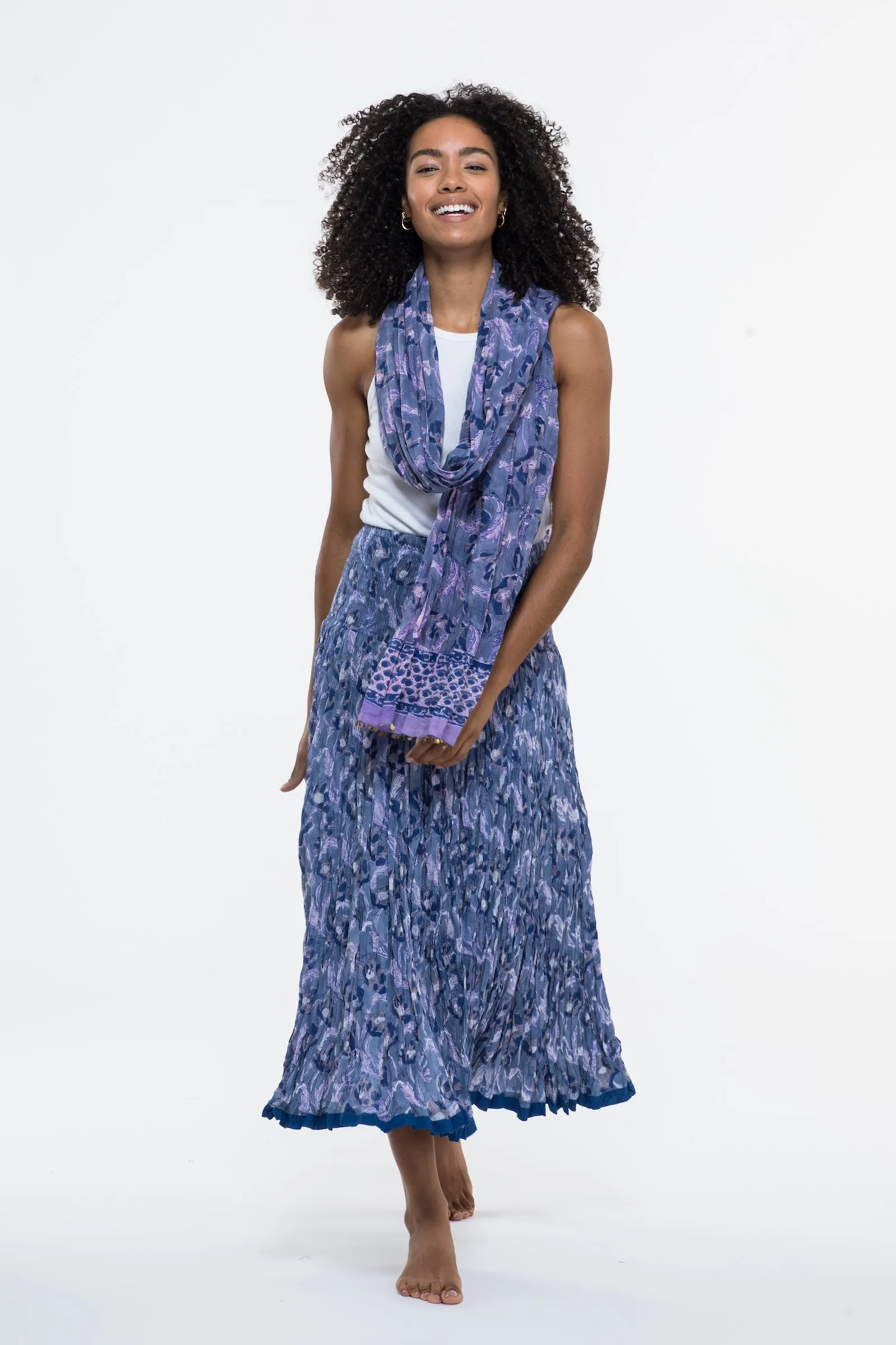 50 Panel Skirt in Pure Hand Block Printed Cotton