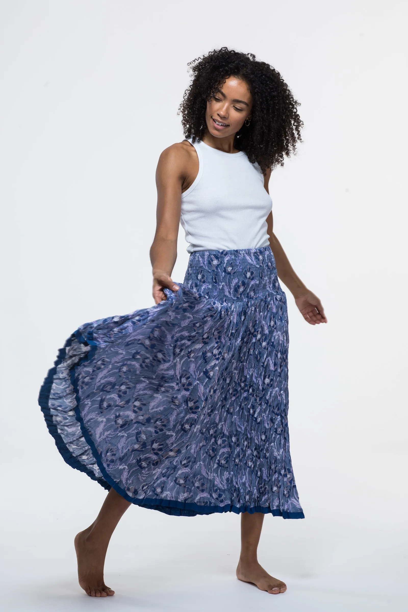 50 Panel Skirt in Pure Hand Block Printed Cotton