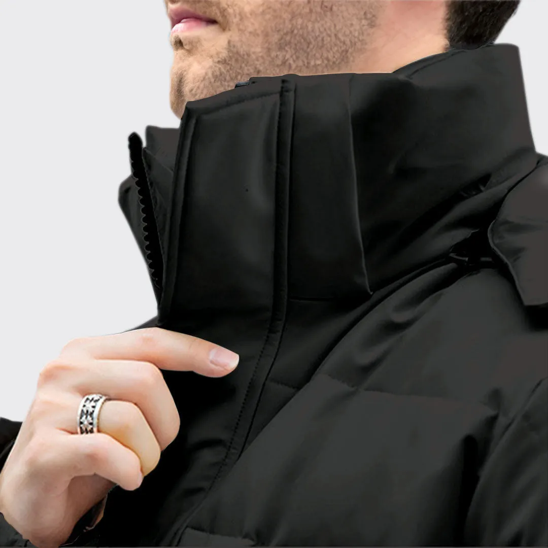 abbee Black Large Winter Hooded Overcoat Long Jacket Stylish Lightweight Quilted Warm Puffer Coat
