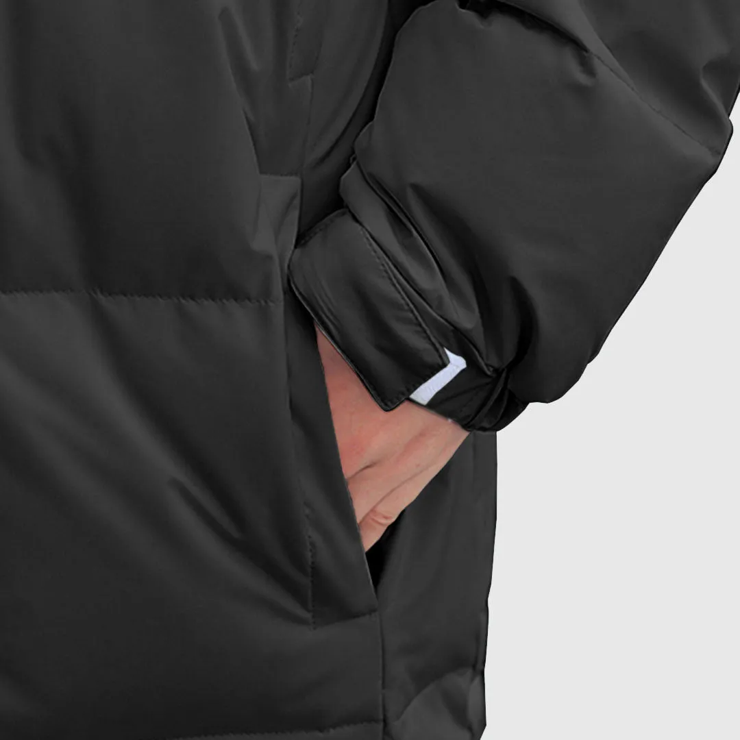 abbee Black Large Winter Hooded Overcoat Long Jacket Stylish Lightweight Quilted Warm Puffer Coat