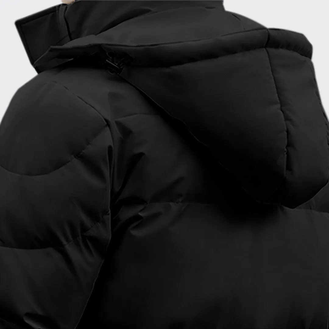 abbee Black Large Winter Hooded Overcoat Long Jacket Stylish Lightweight Quilted Warm Puffer Coat