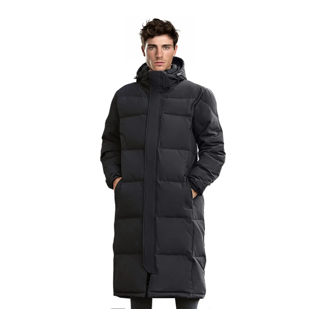 abbee Black Large Winter Hooded Overcoat Long Jacket Stylish Lightweight Quilted Warm Puffer Coat