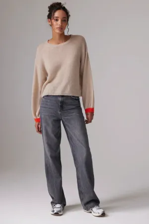 Amara Khaki Balloon Sleeve Sweater