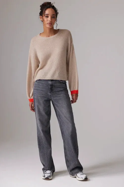 Amara Khaki Balloon Sleeve Sweater