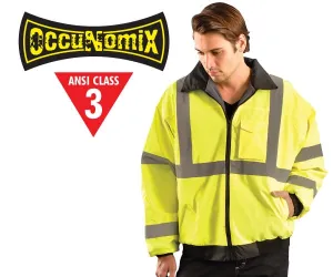 Ansi Class 3 Fleece Lined Bomber Jacket - Lime XL