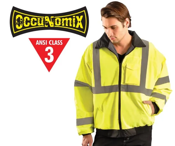Ansi Class 3 Fleece Lined Bomber Jacket - Lime XL