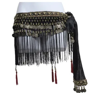 Black Velvet Scarf w/ Charms & Fringes