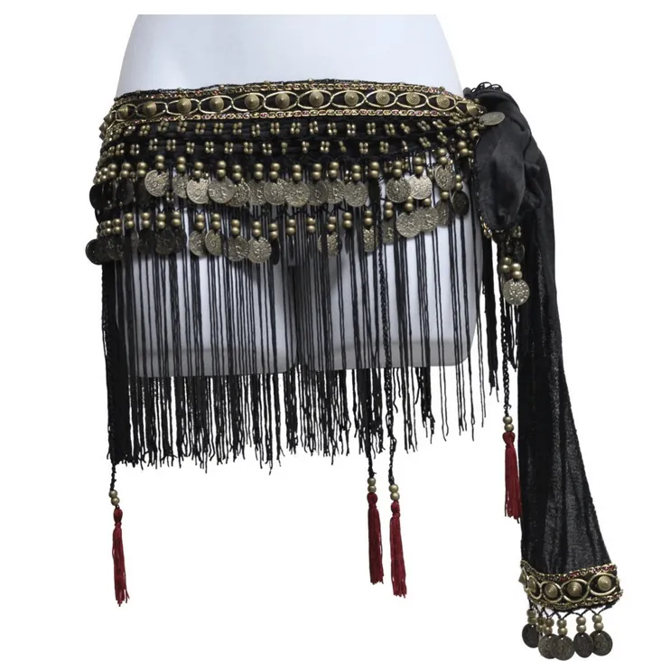 Black Velvet Scarf w/ Charms & Fringes
