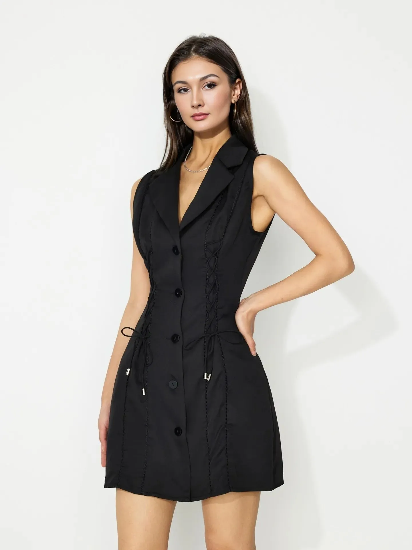 Buttoned Elegance Blazer Dress