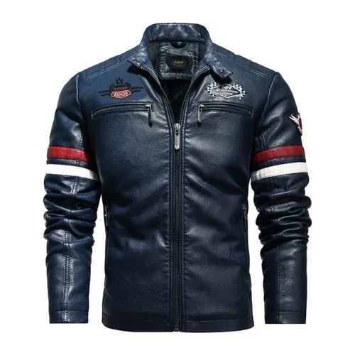Casual Motor Spliced Leather Jacket Men New Vogue Biker