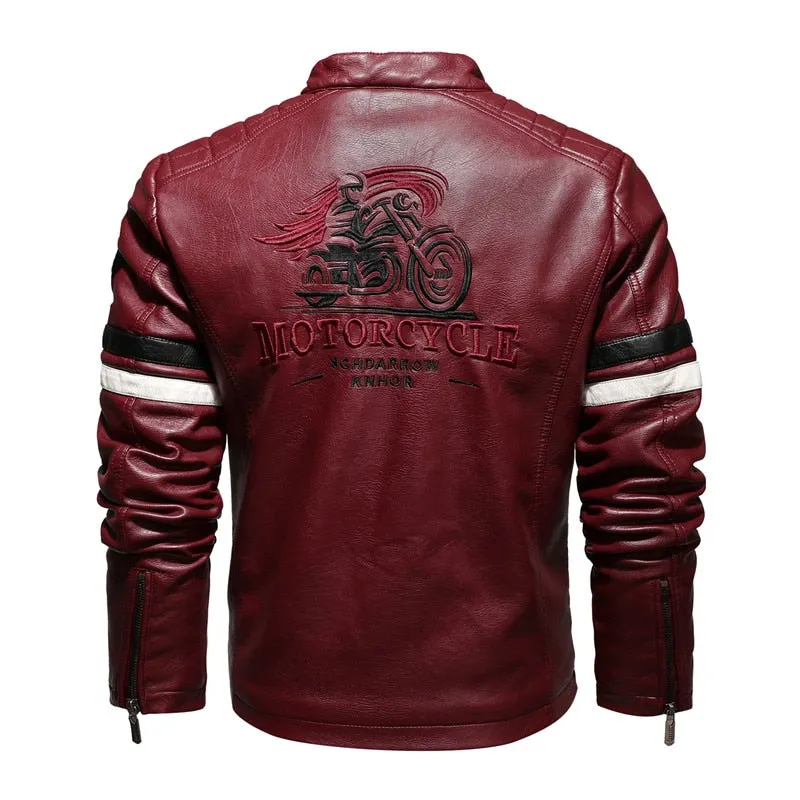 Casual Motor Spliced Leather Jacket Men New Vogue Biker