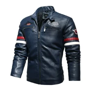 Casual Motor Spliced Leather Jacket Men New Vogue Biker