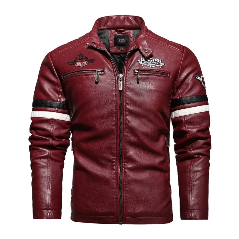 Casual Motor Spliced Leather Jacket Men New Vogue Biker