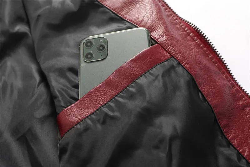 Casual Motor Spliced Leather Jacket Men New Vogue Biker