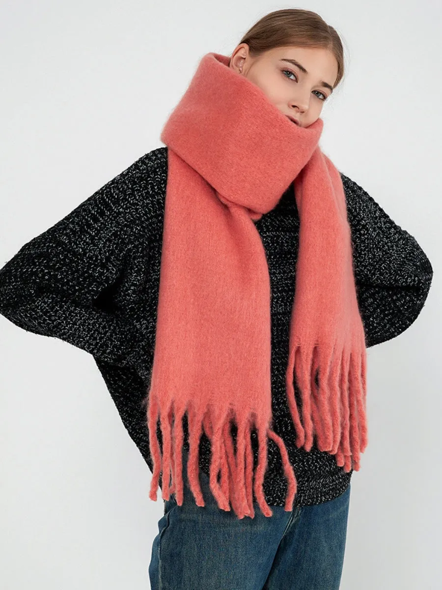 Catalog Tassel Blanket Scarf - Coral