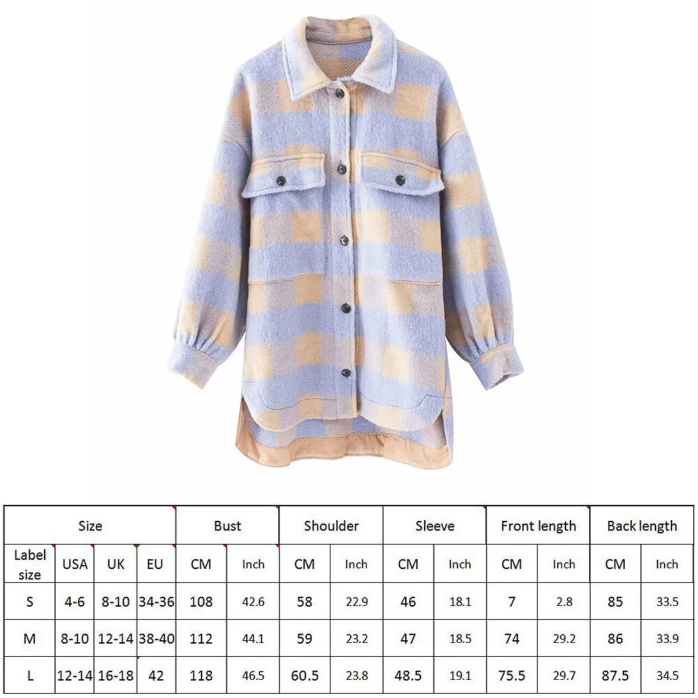 Clothes Irregular Plaid Coat Single breasted Winter Long Coat