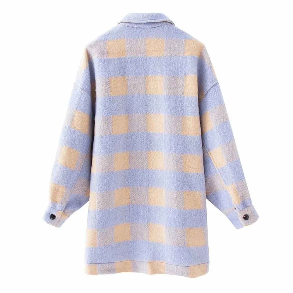 Clothes Irregular Plaid Coat Single breasted Winter Long Coat
