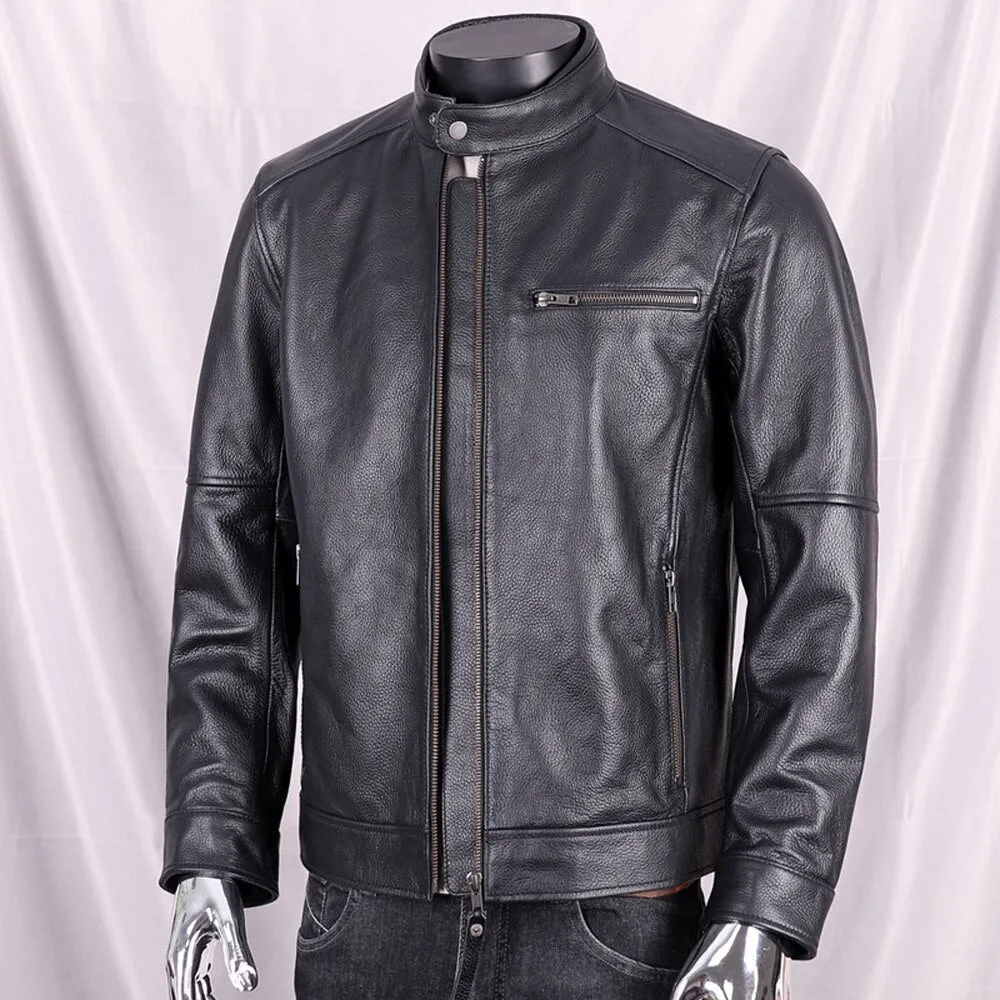 Cowhide Leather Short Coat