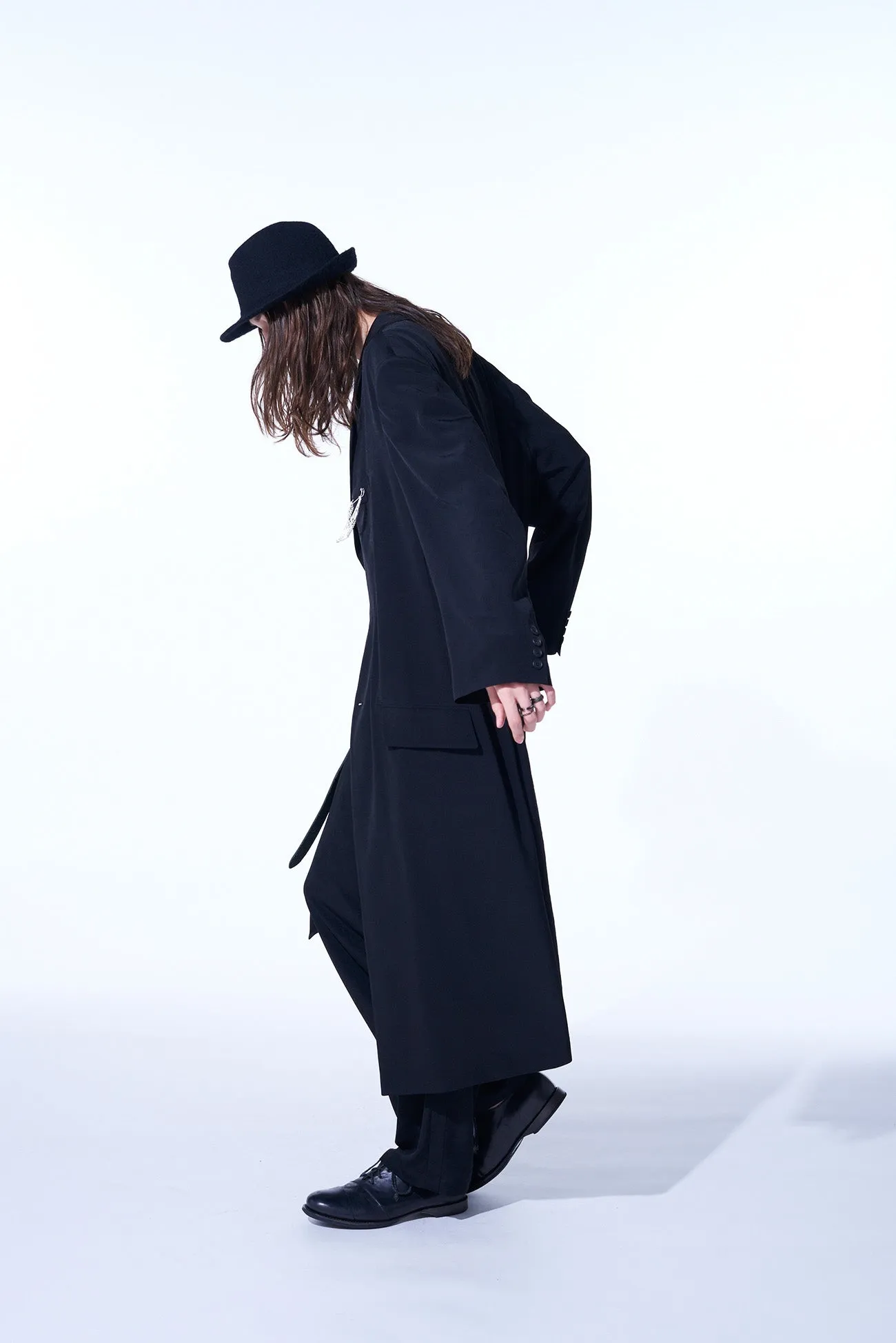 CREPE DE CHINE OVERSIZED NOTCHED LAPEL LONG JACKET