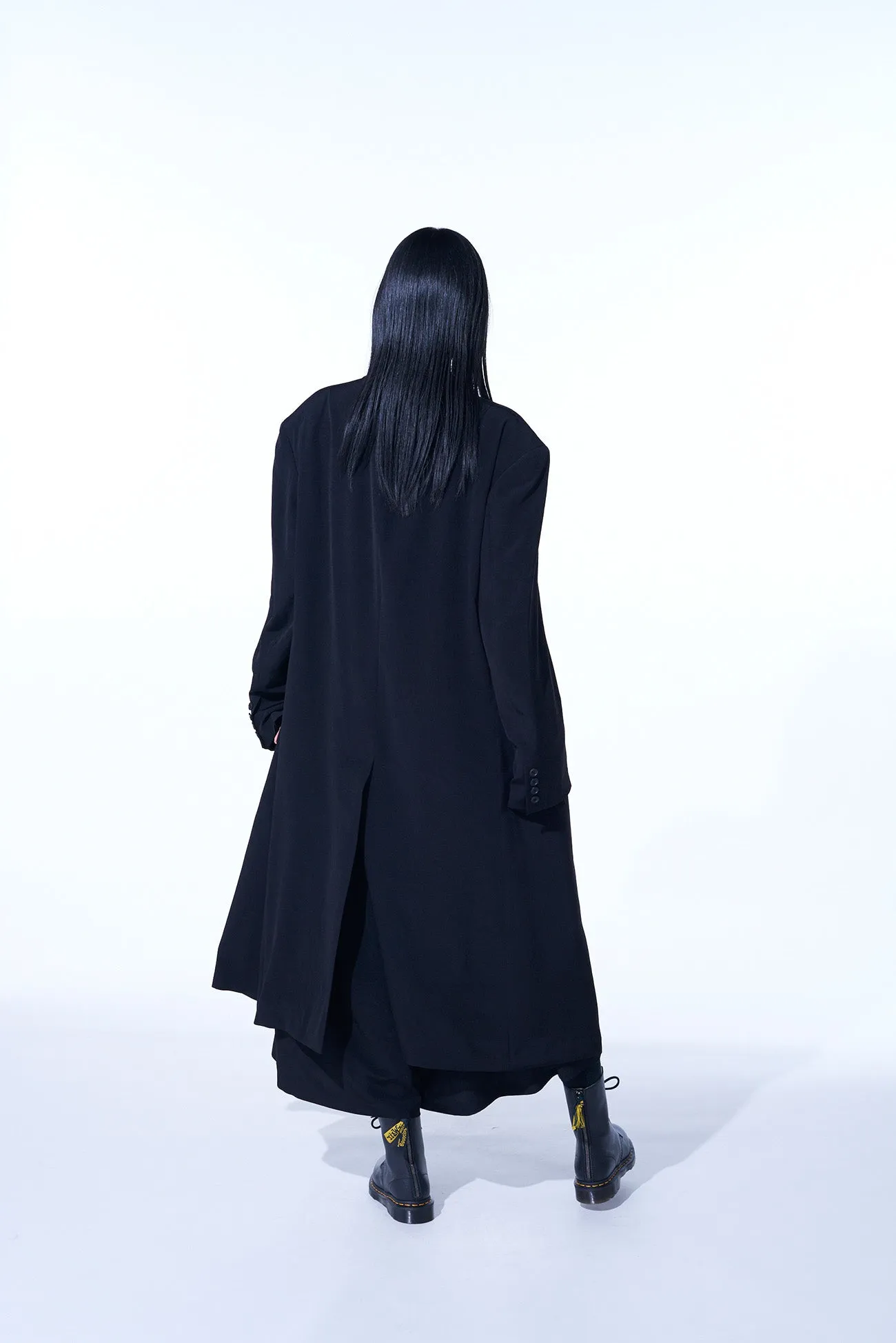 CREPE DE CHINE OVERSIZED NOTCHED LAPEL LONG JACKET