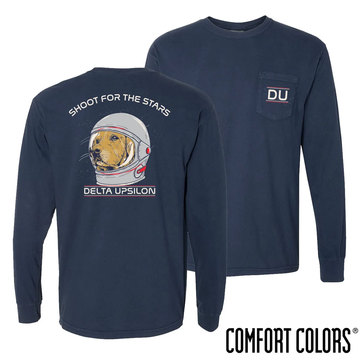 Delta Upsilon Comfort Colors Astronaut Retriever Long Sleeve Tee