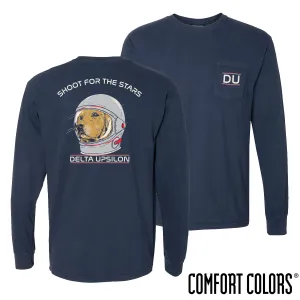 Delta Upsilon Comfort Colors Astronaut Retriever Long Sleeve Tee