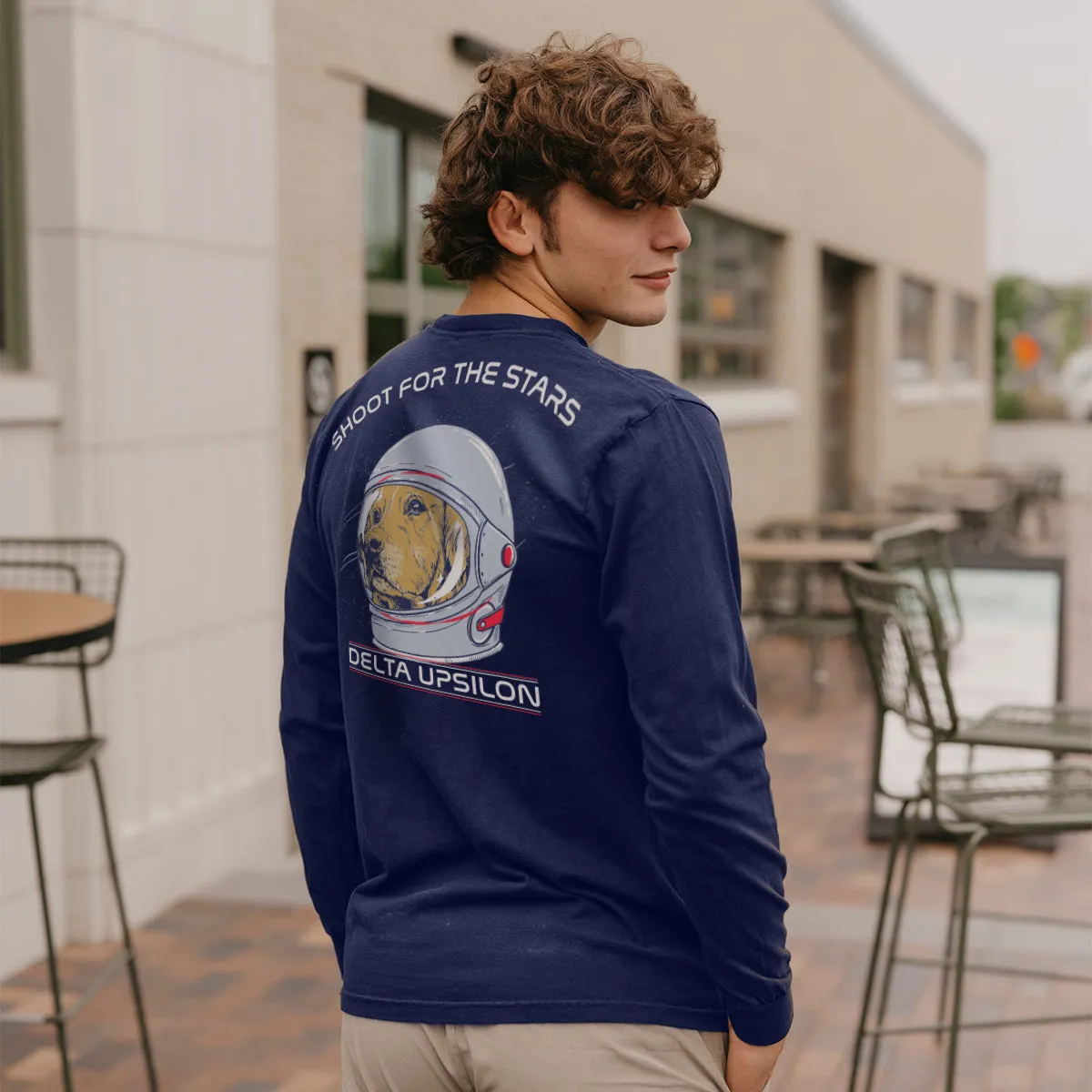 Delta Upsilon Comfort Colors Astronaut Retriever Long Sleeve Tee