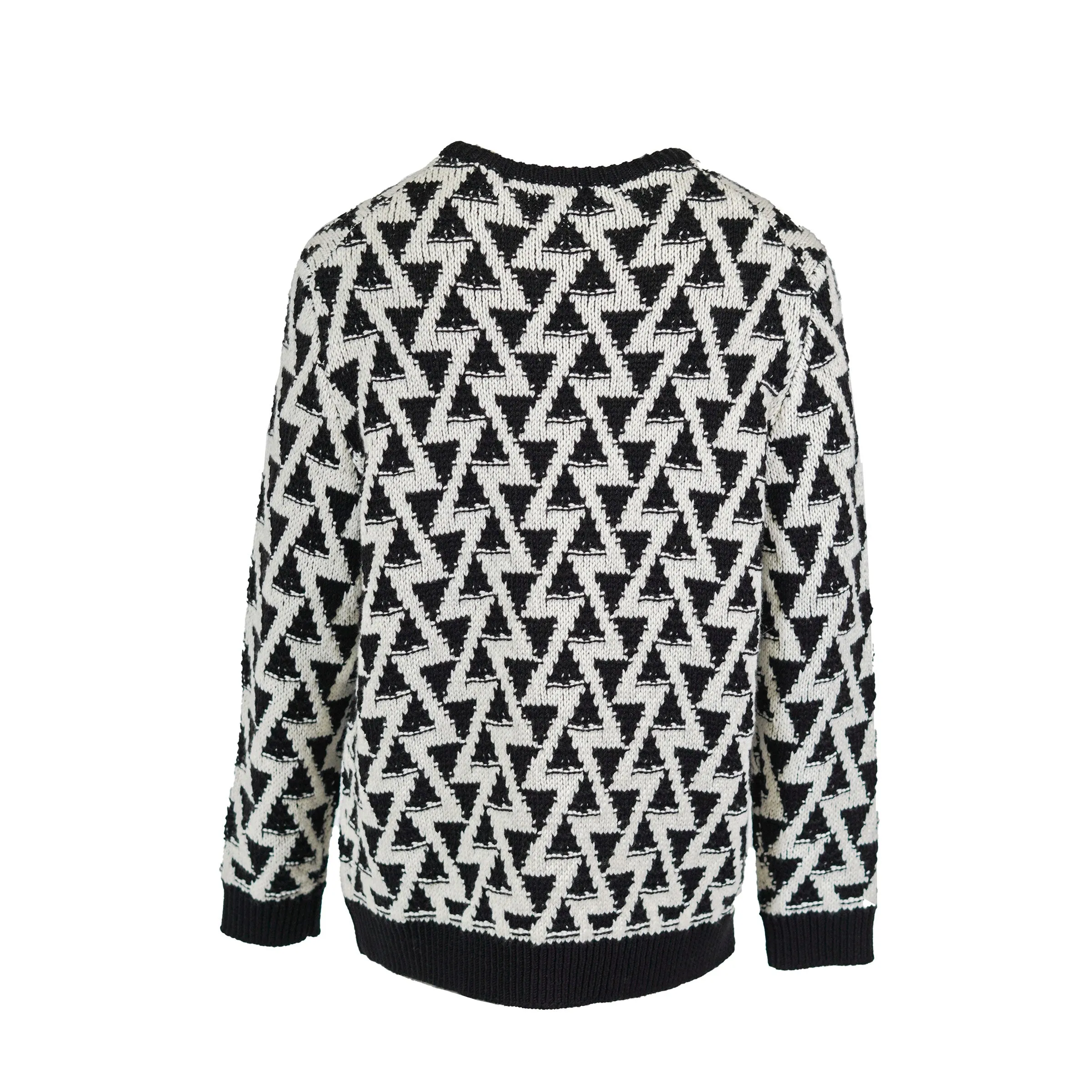 DKNY Men's Triangle Stitch Long Sleeve Crew Neck Sweater Black White Size XXL