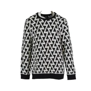DKNY Men's Triangle Stitch Long Sleeve Crew Neck Sweater Black White Size XXL