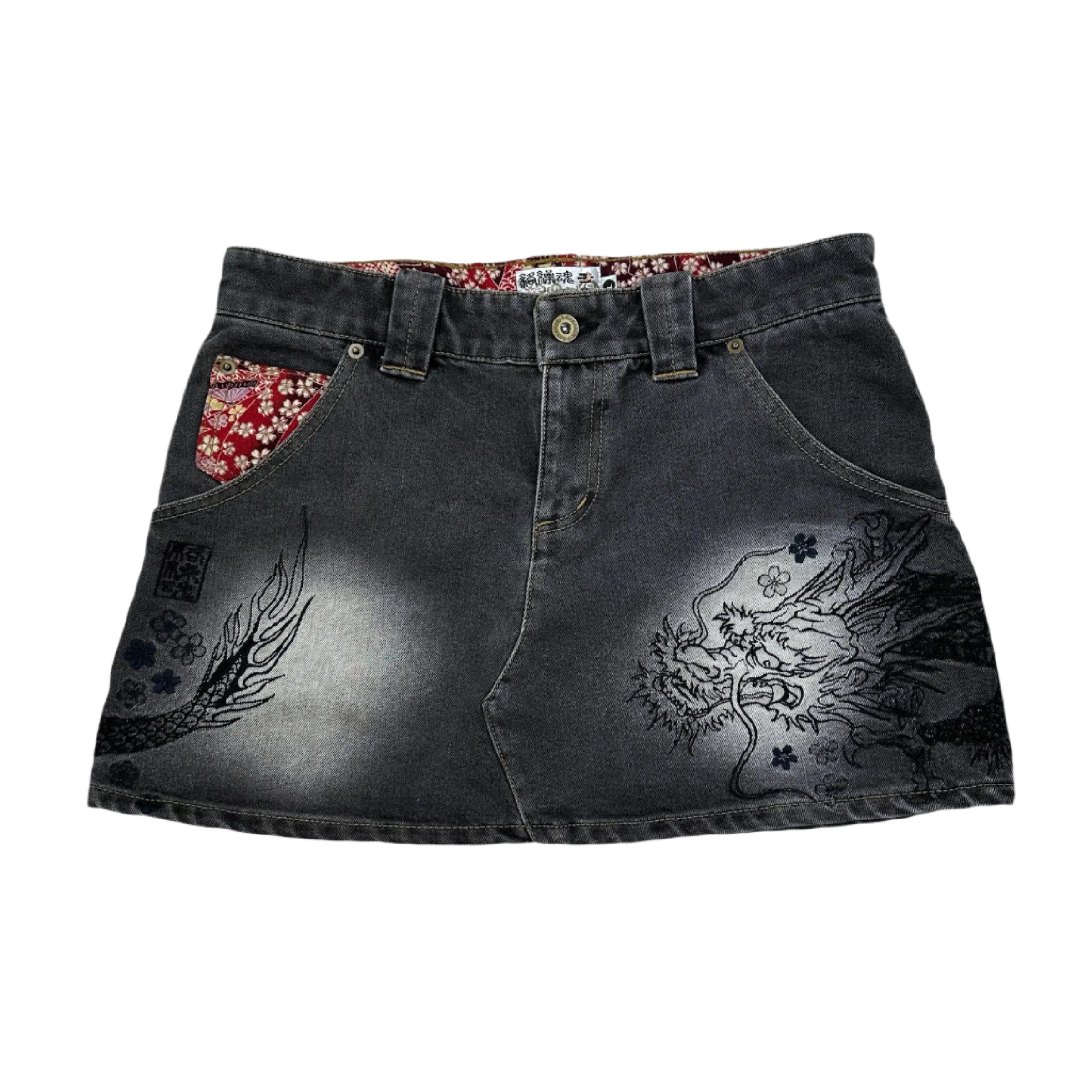 Dragon Black Denim Mini Skirt (M/L)