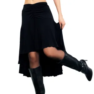 Early 2000s Ruched Black Midi Skirt (M)