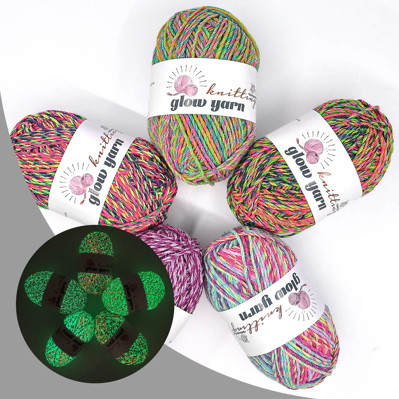 Glow-in-the-Dark Metallic Yarn - Premium Quality for Crochet & Knitting（40 Colors）