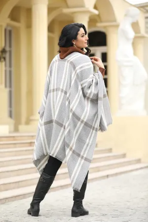 Grey and Tan Plaid Wrap