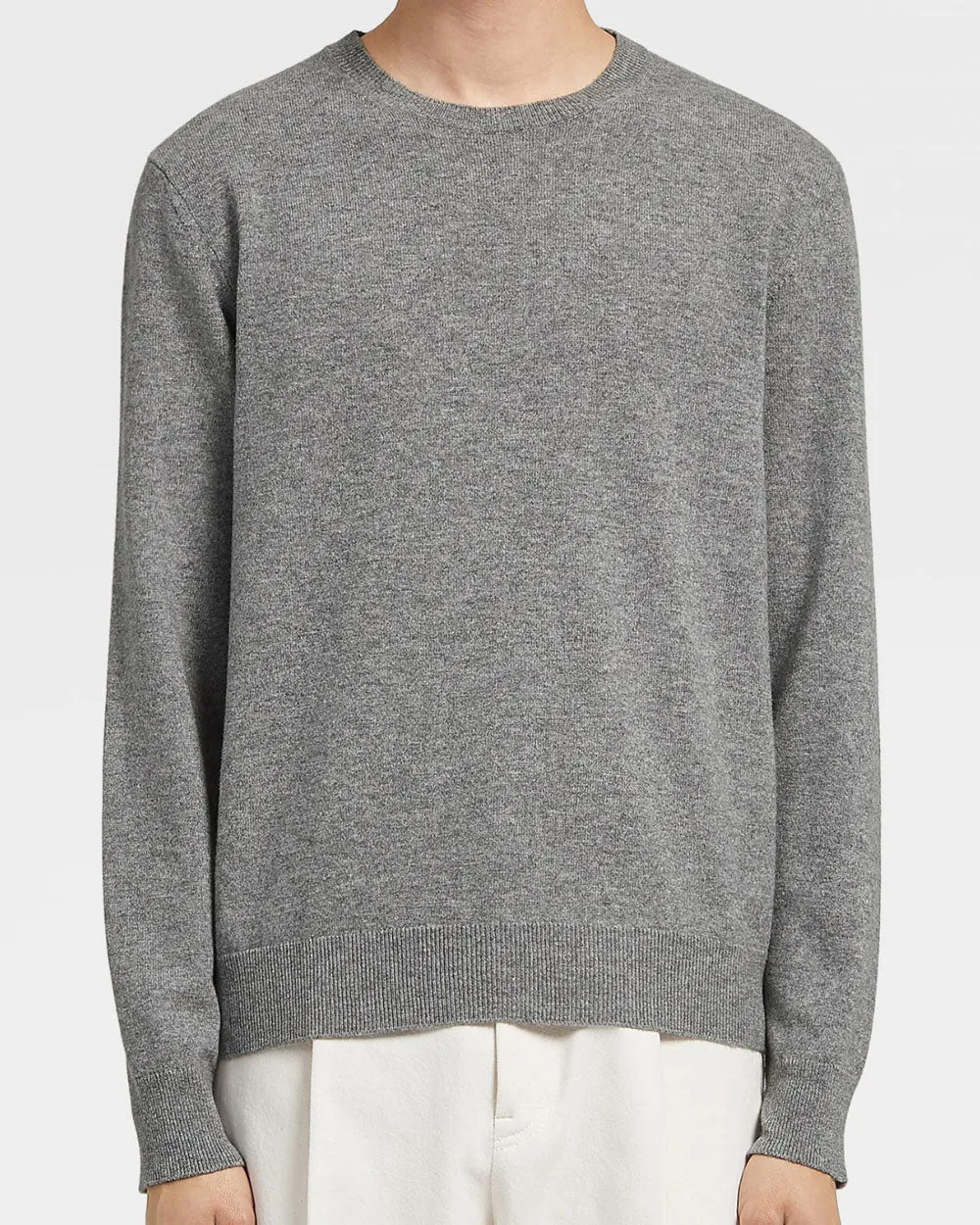 Grey Oasi Cashmere Crewneck Sweater