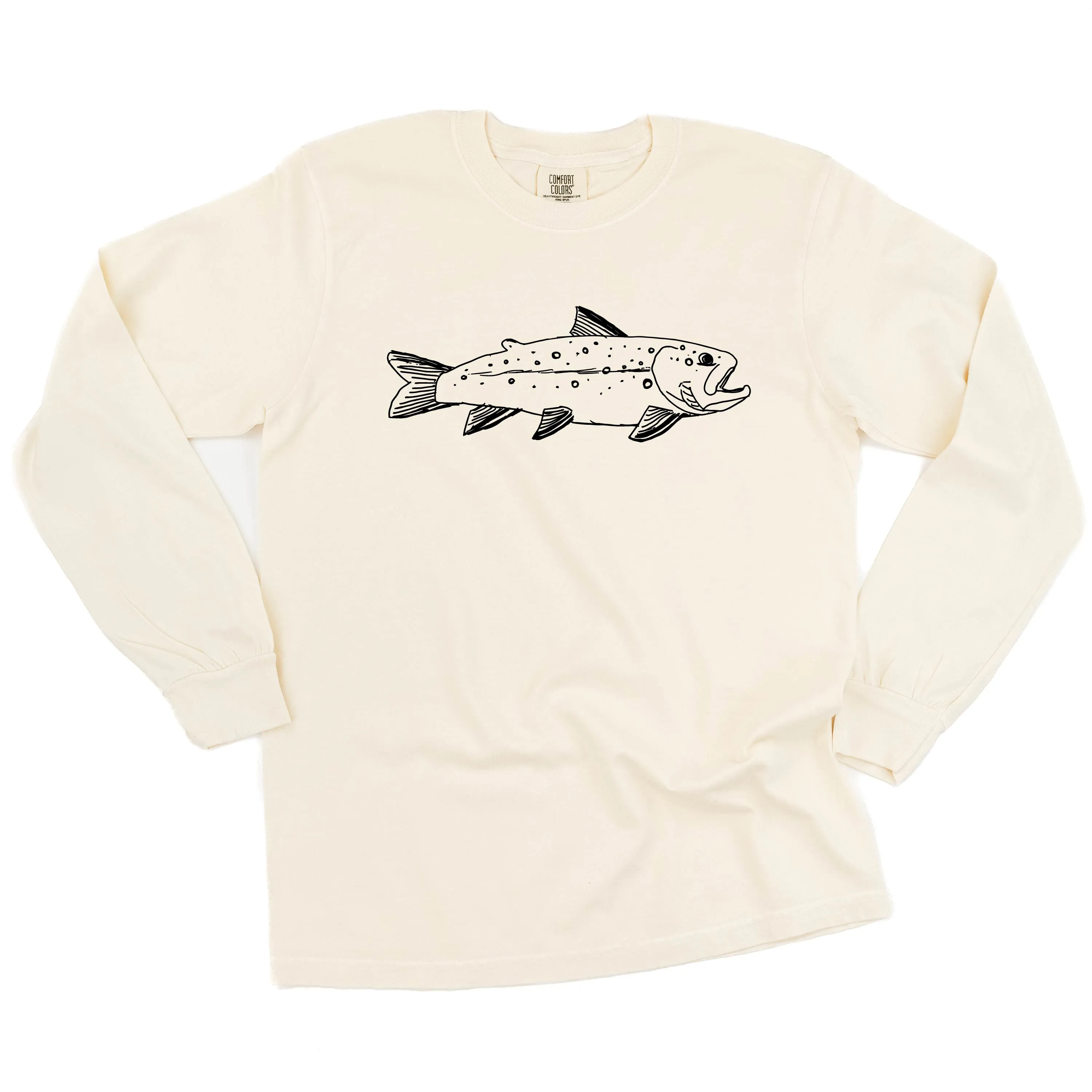 Hand Drawn Brook Trout - LONG SLEEVE COMFORT COLORS TEE