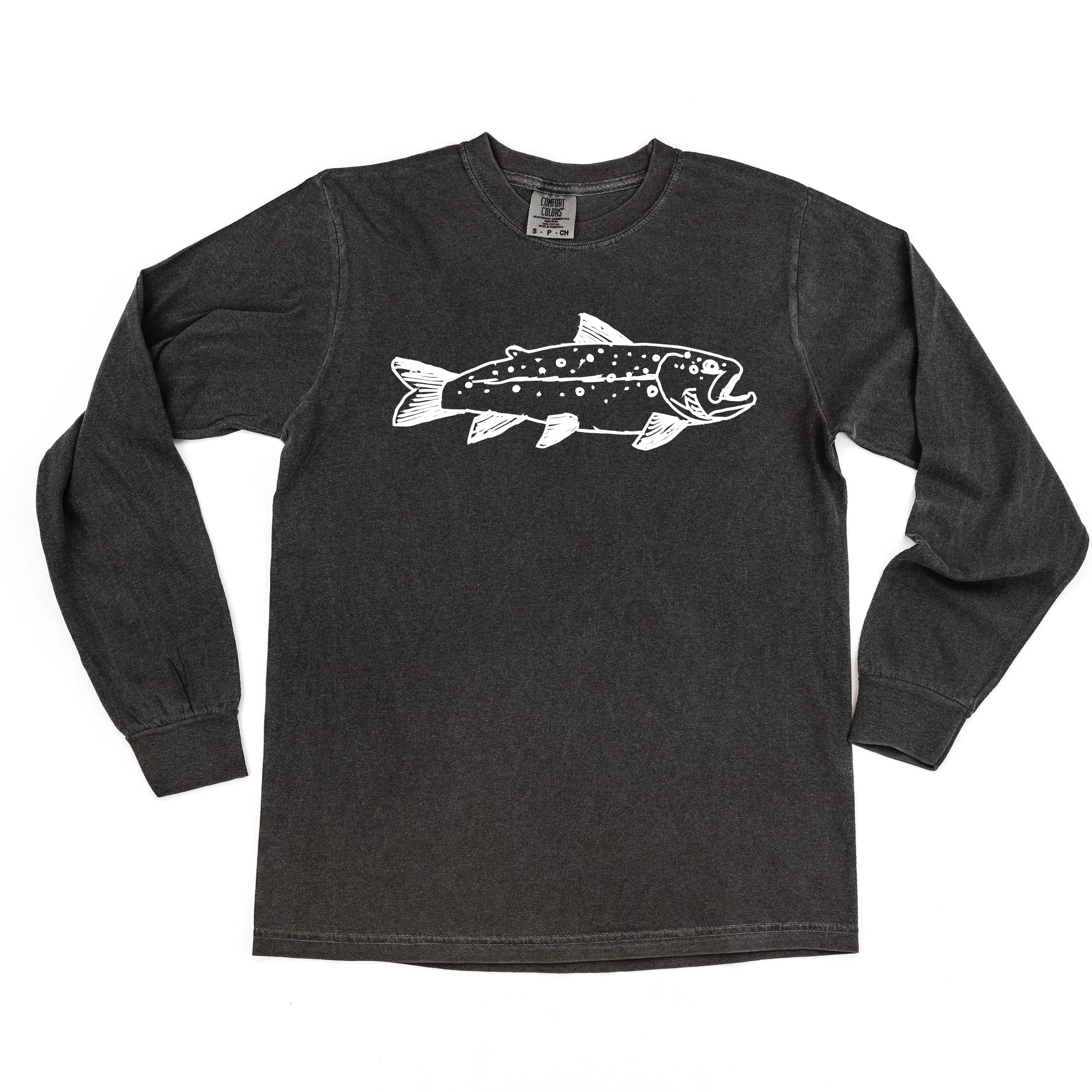 Hand Drawn Brook Trout - LONG SLEEVE COMFORT COLORS TEE