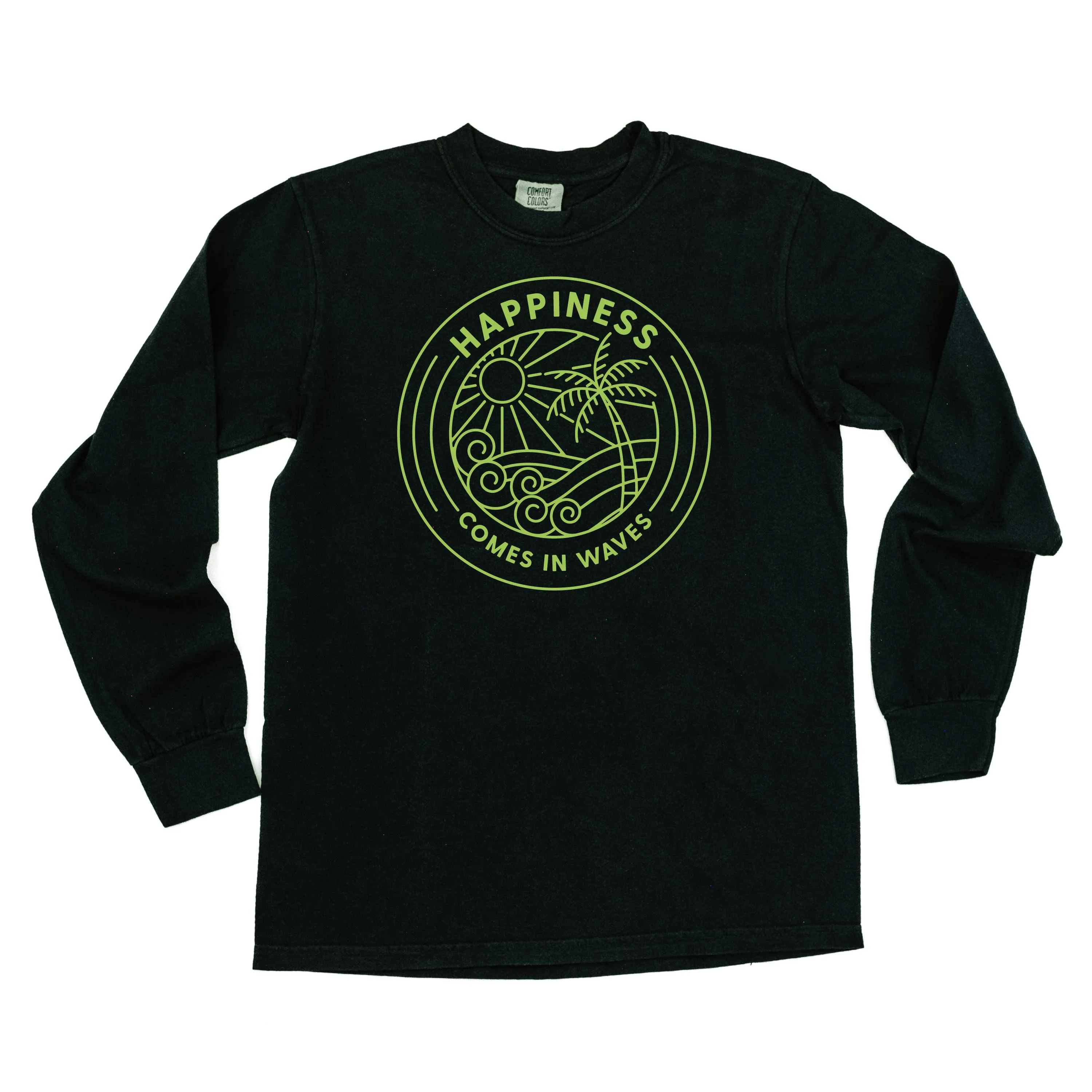 HAPPINESS COMES IN WAVES - LONG SLEEVE COMFORT COLORS TEE