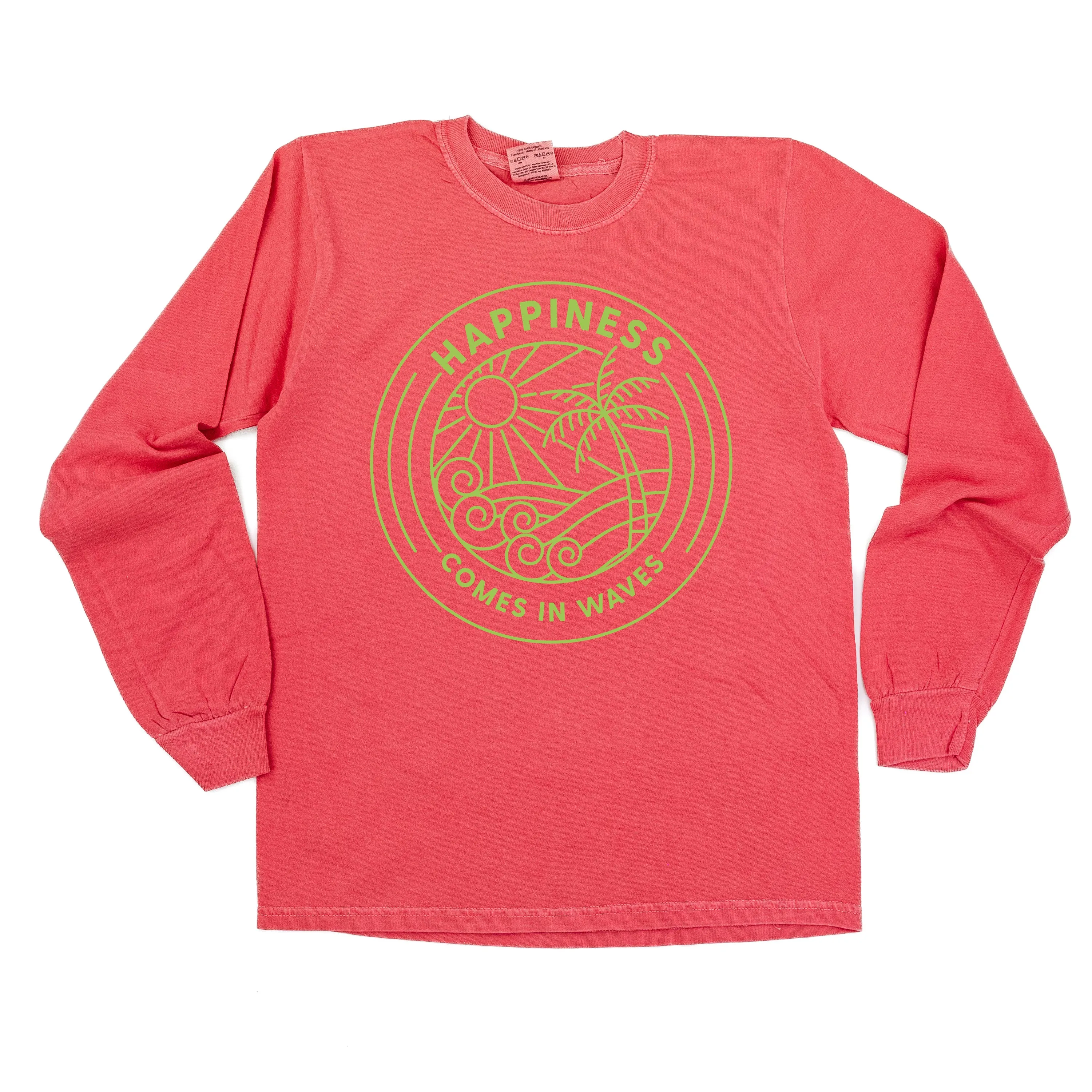HAPPINESS COMES IN WAVES - LONG SLEEVE COMFORT COLORS TEE