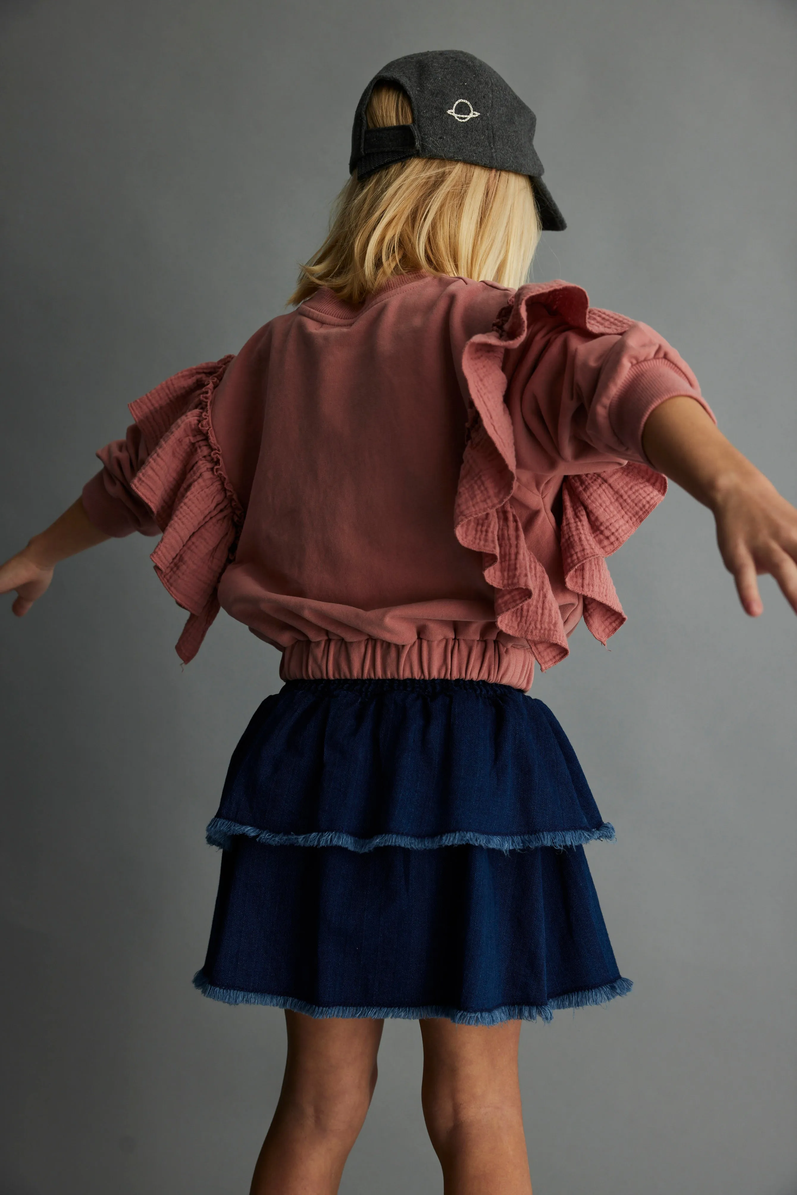 HERRINGBONE DENIM SKIRT