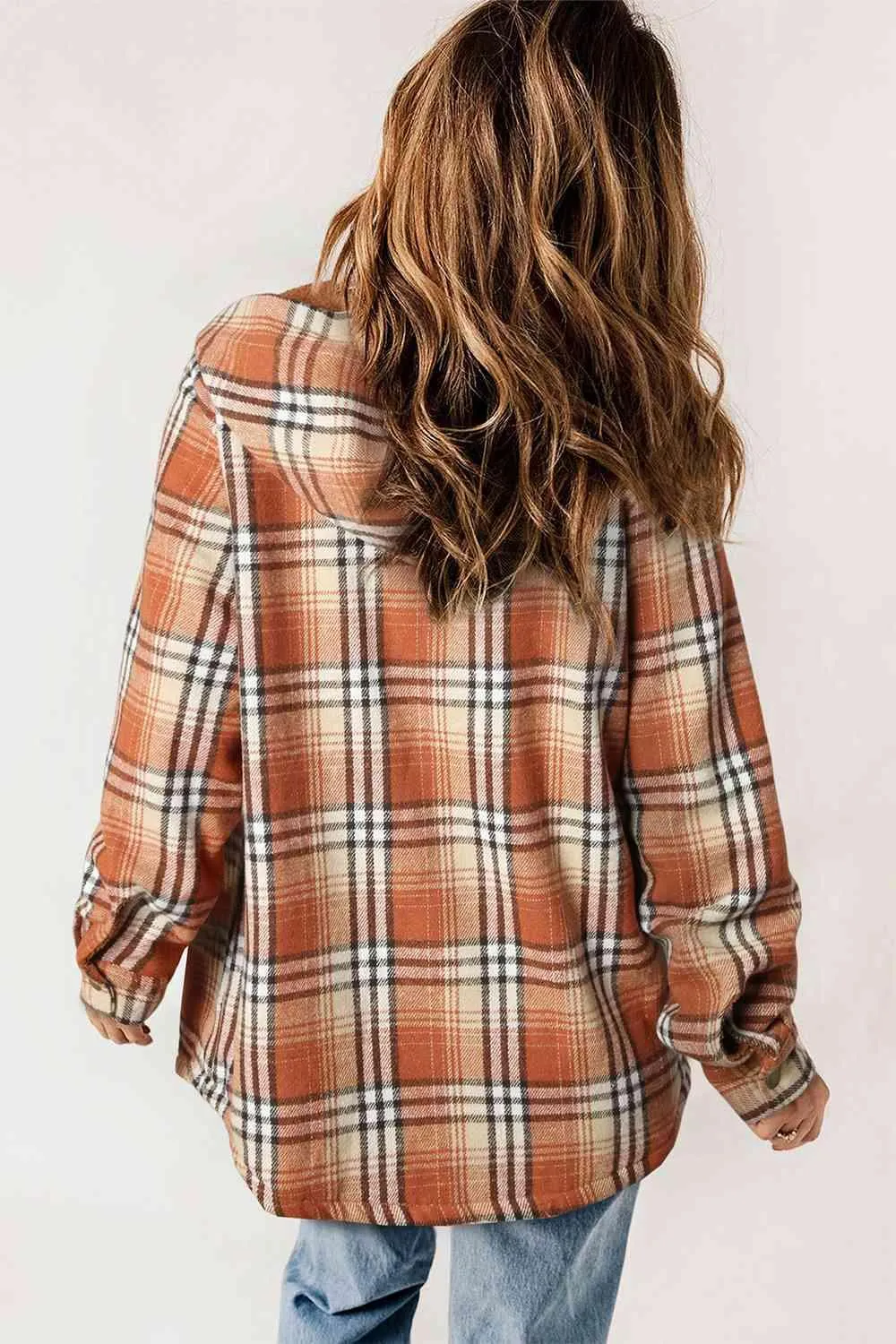 Kayla Plaid Snap Down Hooded Jacket