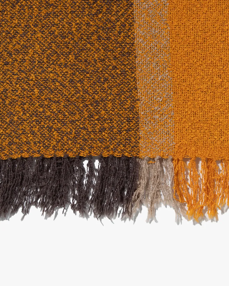 Kobo Oriza Scarf, Slub, Orange with Warm Grey Accents