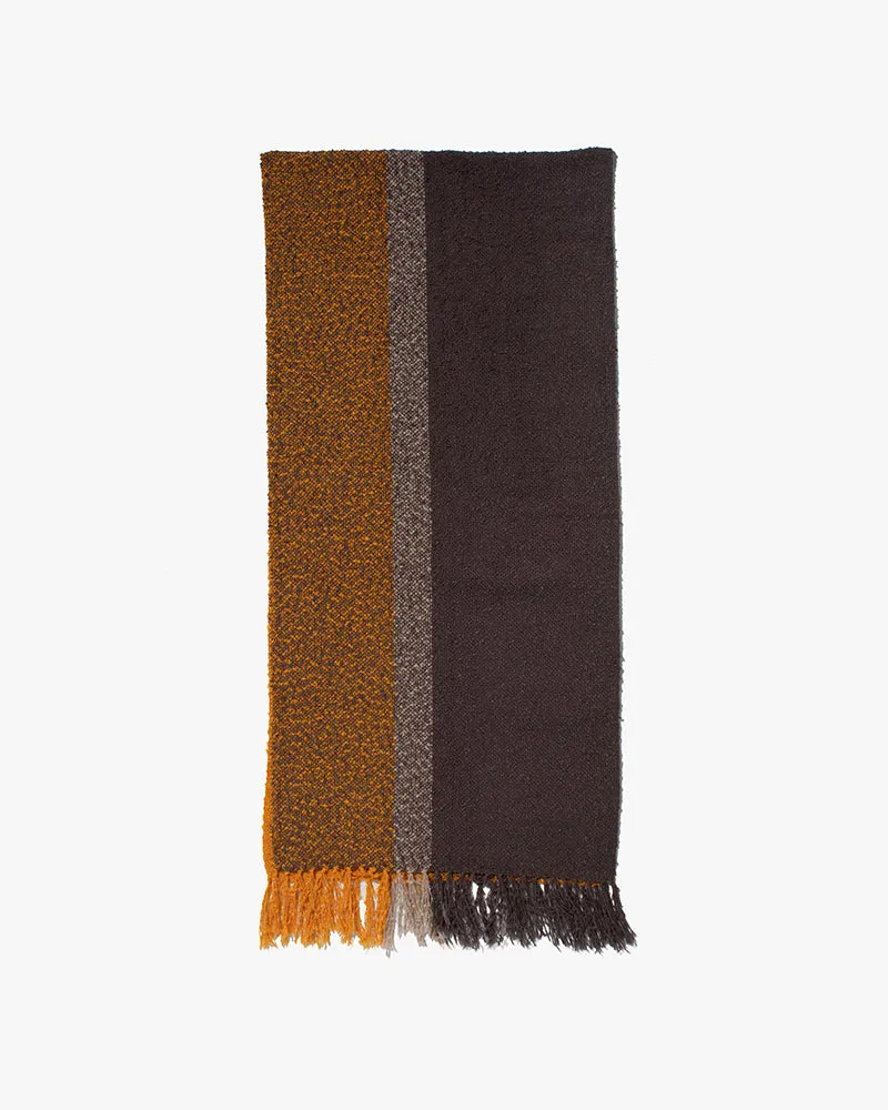 Kobo Oriza Scarf, Slub, Orange with Warm Grey Accents