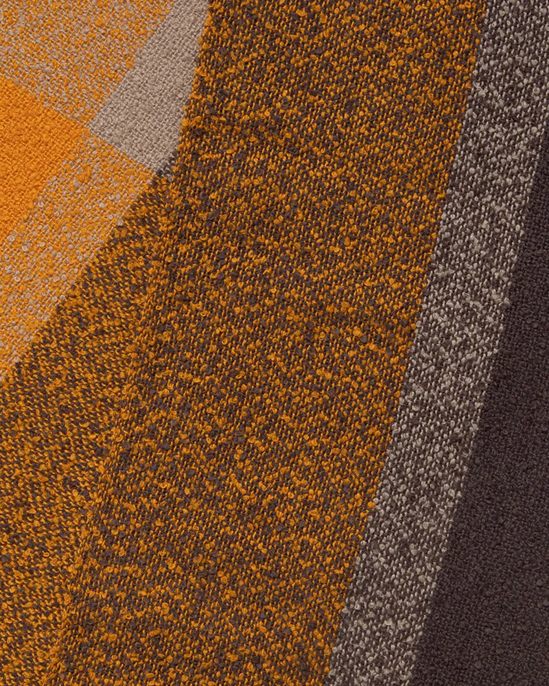 Kobo Oriza Scarf, Slub, Orange with Warm Grey Accents
