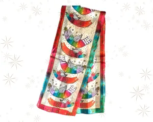 Laurel Burch™  Joyful Cats Silk Beaded Scarf - SALE - 25% OFF!