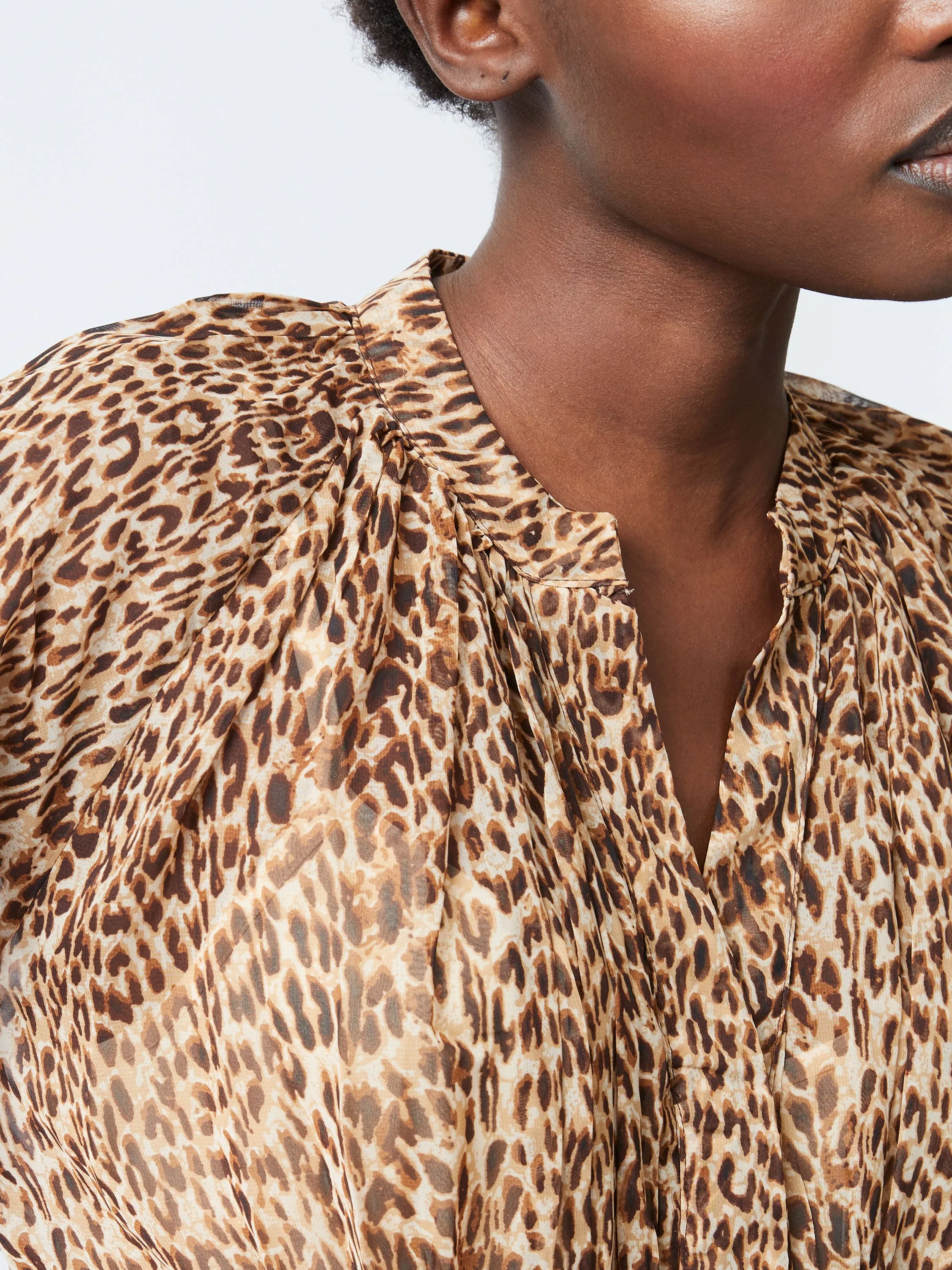 Leopard Print Pleat Waist Mini Dress