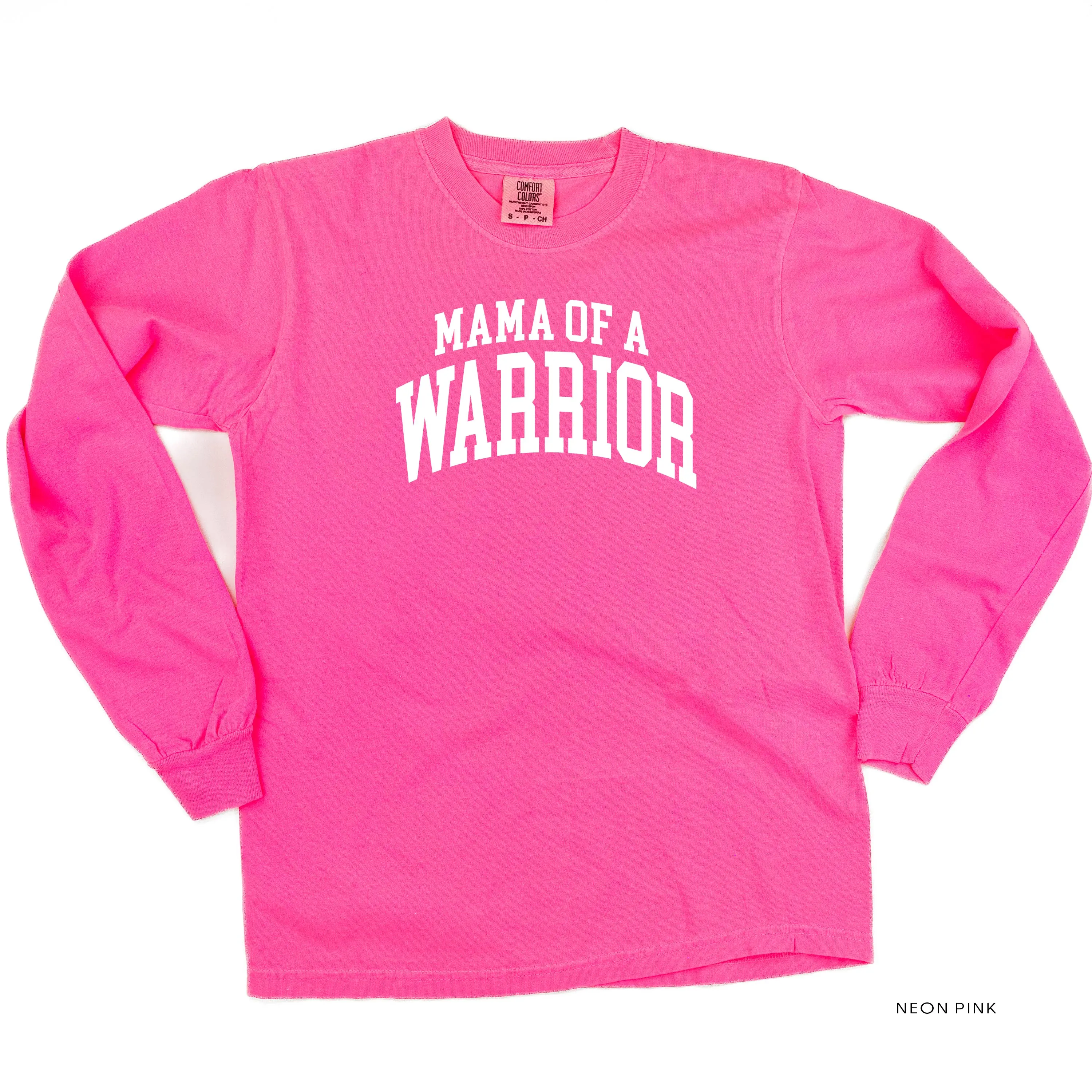 Mama of a Warrior - Varsity - LONG SLEEVE COMFORT COLORS TEE