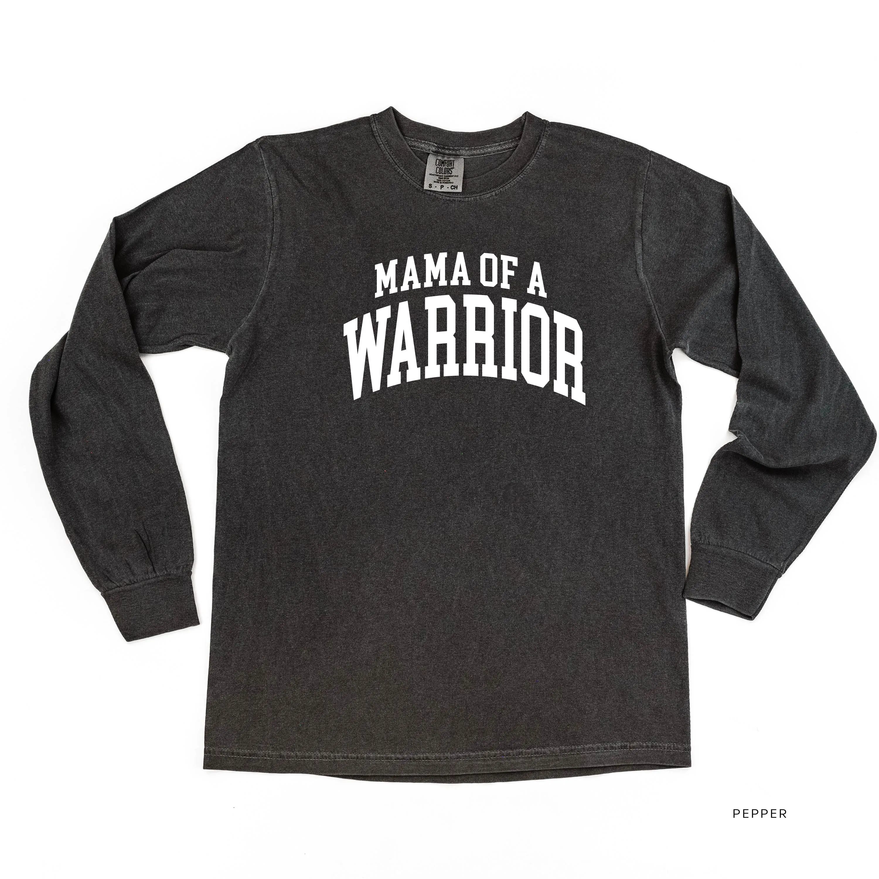 Mama of a Warrior - Varsity - LONG SLEEVE COMFORT COLORS TEE