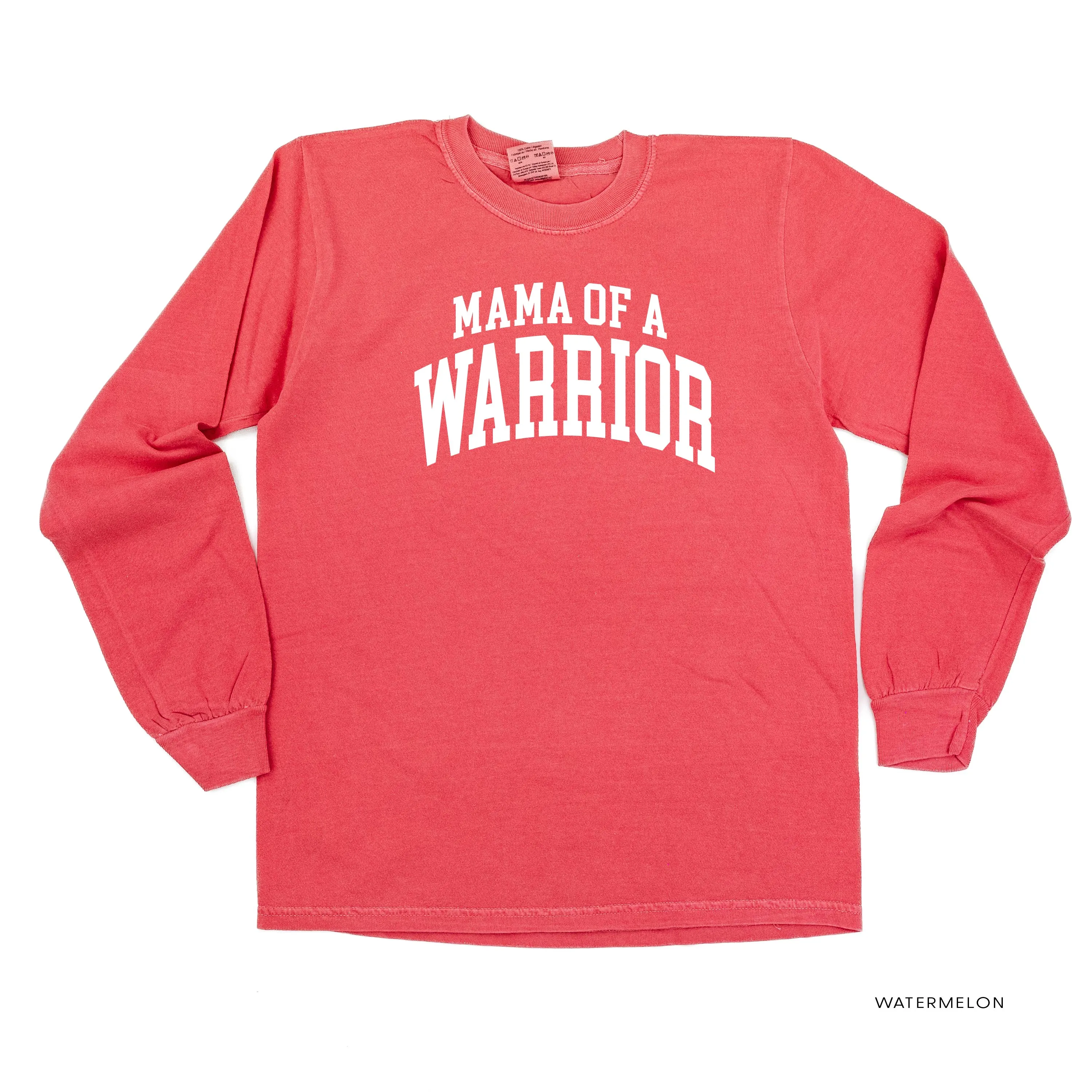 Mama of a Warrior - Varsity - LONG SLEEVE COMFORT COLORS TEE