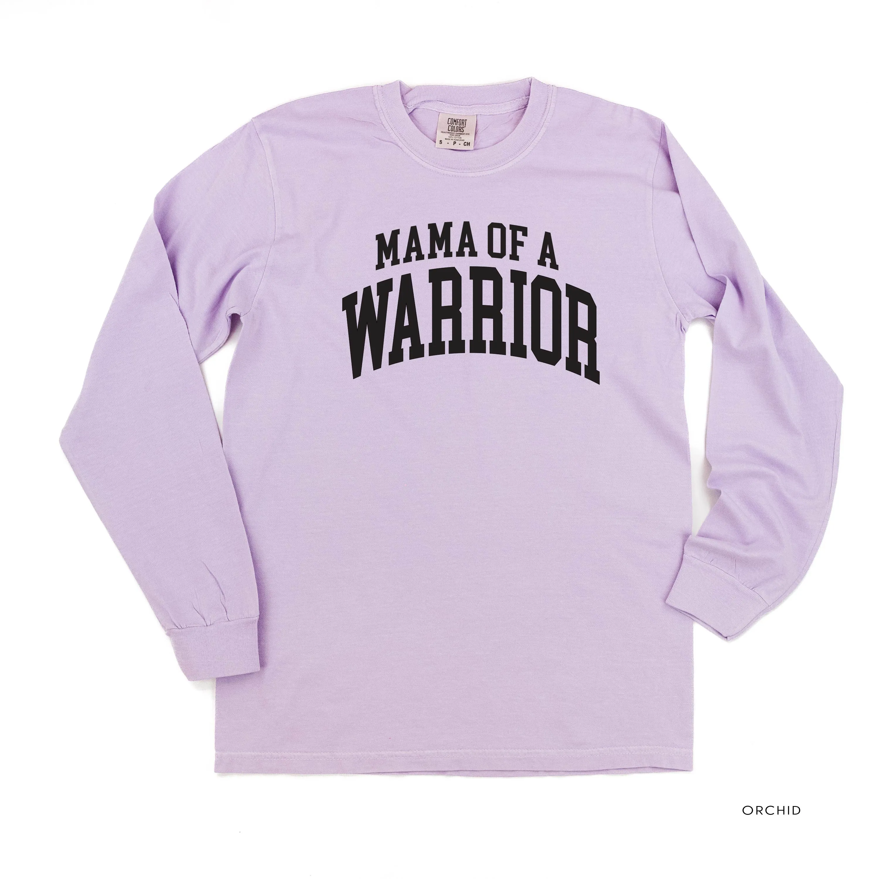 Mama of a Warrior - Varsity - LONG SLEEVE COMFORT COLORS TEE