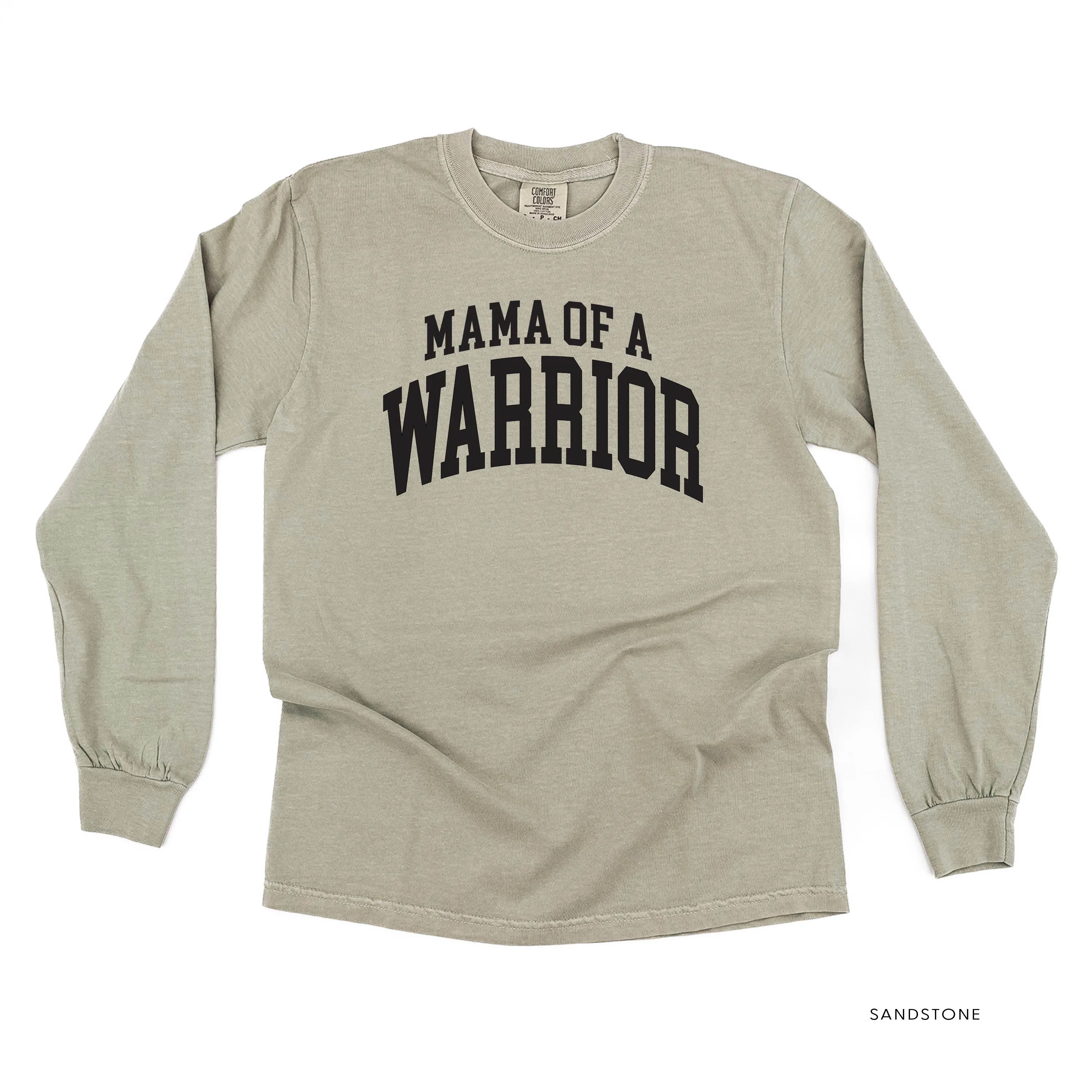Mama of a Warrior - Varsity - LONG SLEEVE COMFORT COLORS TEE